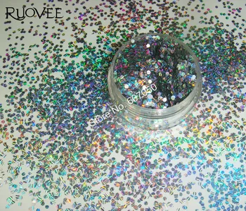 

1.5MM 060inch Strip Laser Silver Hexagon Flake Spangle Shape nail glitter for nail Gel polish acrylic and Makeup decoration