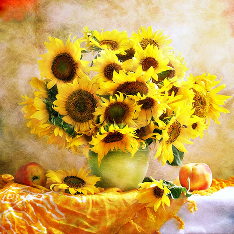 

2017 New 5d Rhinestones Diy Diamond Mosaic Diamond Painting Cross Stitch Kits Full 3D Drill Fabric Diamond Embroidery Sunflower