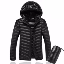 Men Hooded Ultra Light White Duck Down Jacket