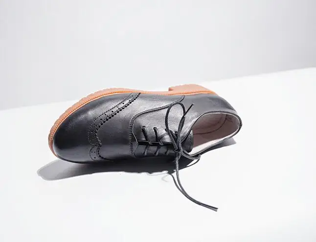 New 2016 The spring of the new vintage Genuine leather pure handm shoes Oxford airfoil front tie thick bottom shoes,Yellow/Black New 2016 The spring of the new vintage Genuine leather pure handm shoes Oxford airfoil front tie thick bottom shoes,Yellow/Black