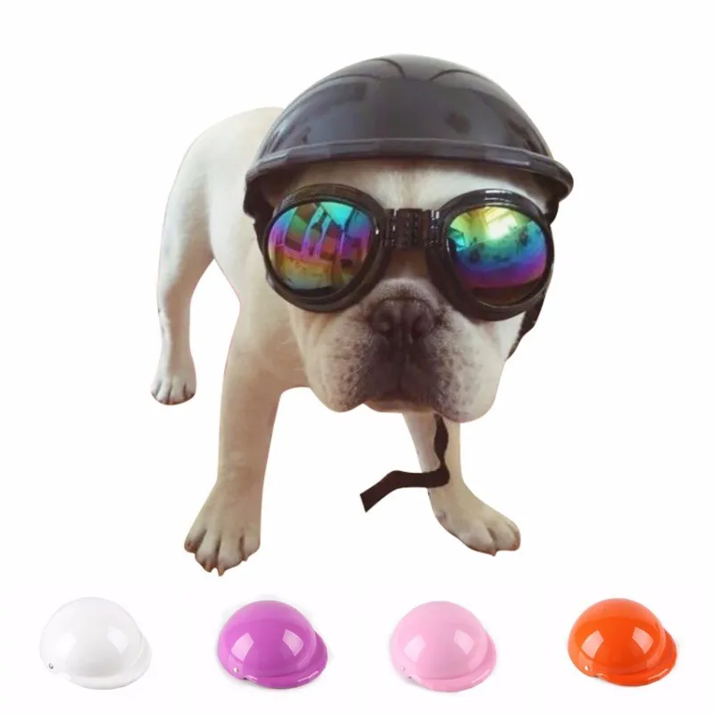 Шлемы для собак для мотоциклов с солнцезащитными очками крутая ABS модная шапочка для домашних собак пластиковая защитная Кепка для питомцев SML