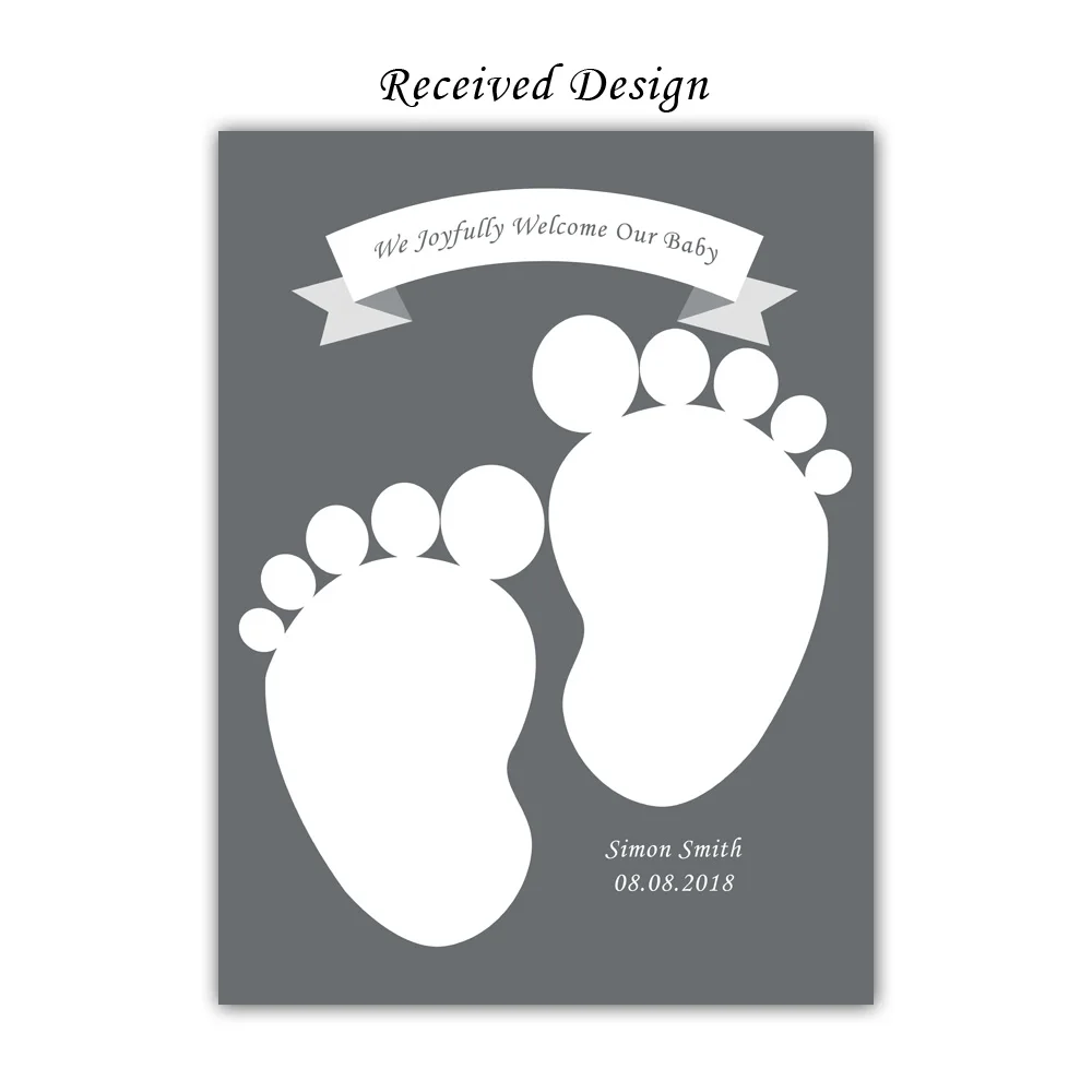 Theme Name Date Cute Footprints Fingerprint DIY Painting Welcome Baby Fingerprint Signature For Baby Shower Baptism Party