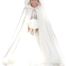 Элегантный белый Я теплый Свадебная накидка На зимнем меху Для женщин куртка Люкс Этаж Длина плащи Длинные вечерние Свадебные пальто QA129