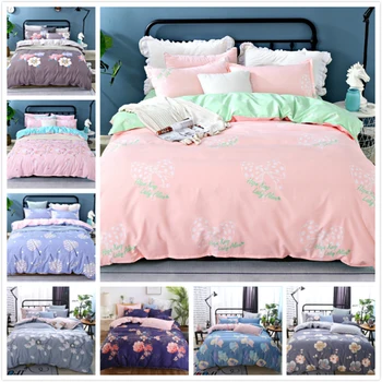 

Pink 3/4 pcs Bedding Set Duvet Cover Sheet Pillowcase Adult Girl Kids Bed Linens Single Twin Queen King Size Bedspreads 150x200