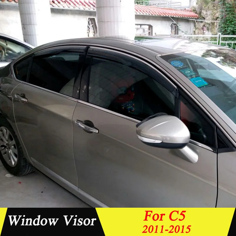 

For Citroen C5 2011-2015 Plastic Black Window Visor Vent Shades Sun Rain Deflector Guard Auto Accessories 4PCS/SET