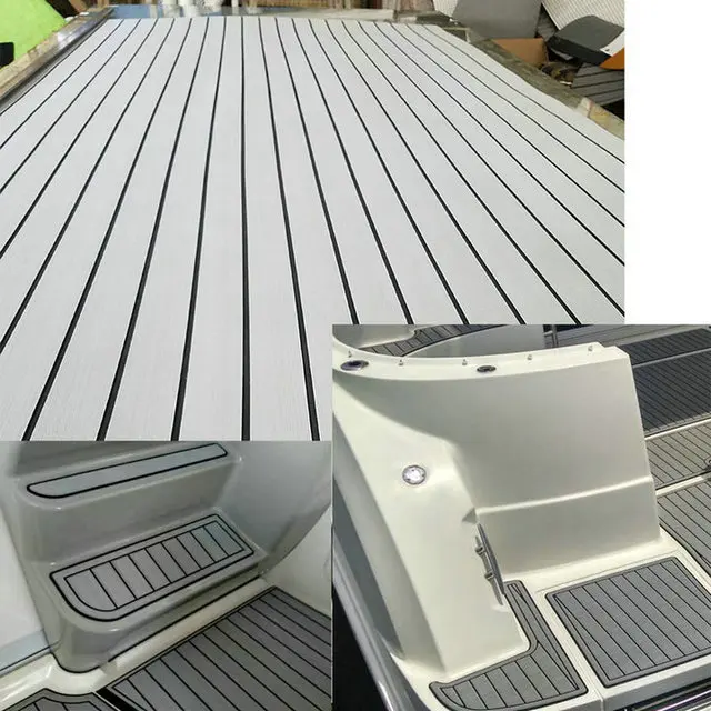 Морская Лодка EVA Тиковый настил лист светильник Серый с черной полосой 3" X 94" 1/4"