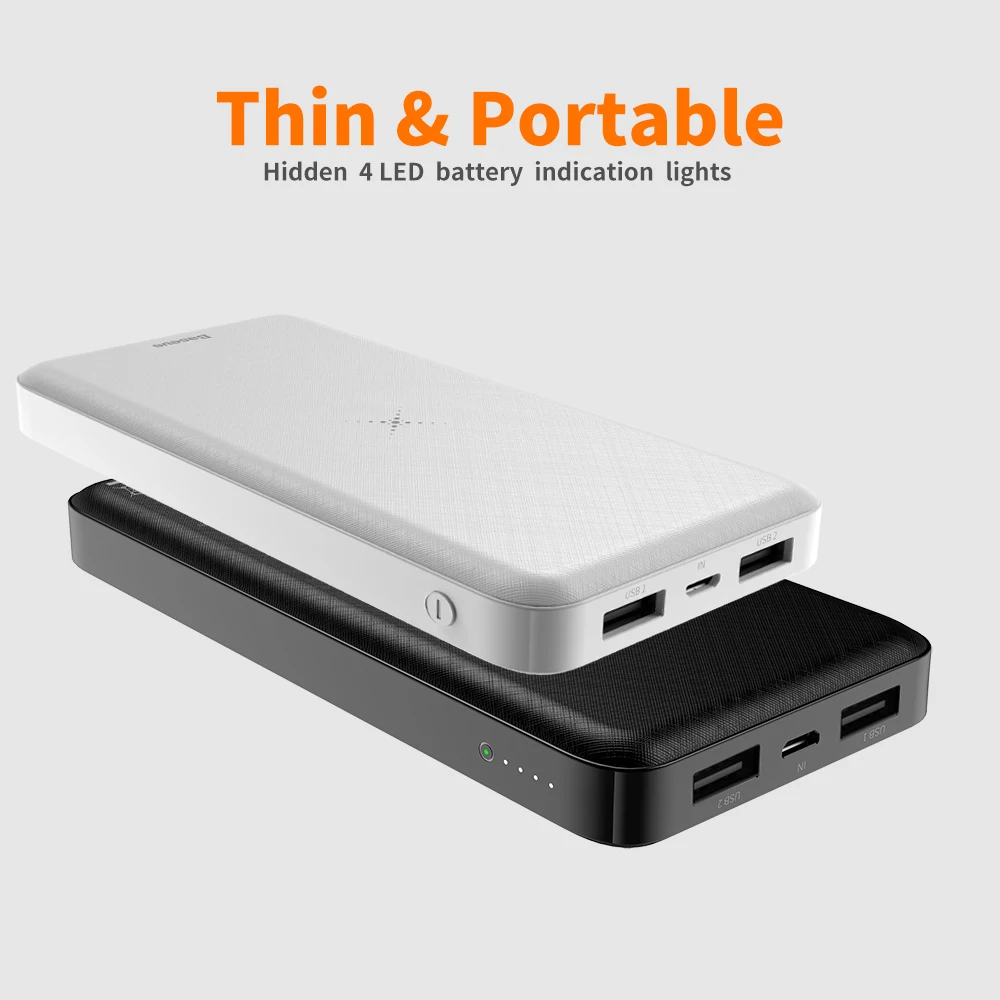 Baseus 10000mAh Wireless Charger Power Bank Dual USB Powerbank External Battery Wireless Charging Poverbank For iPhone Samsung
