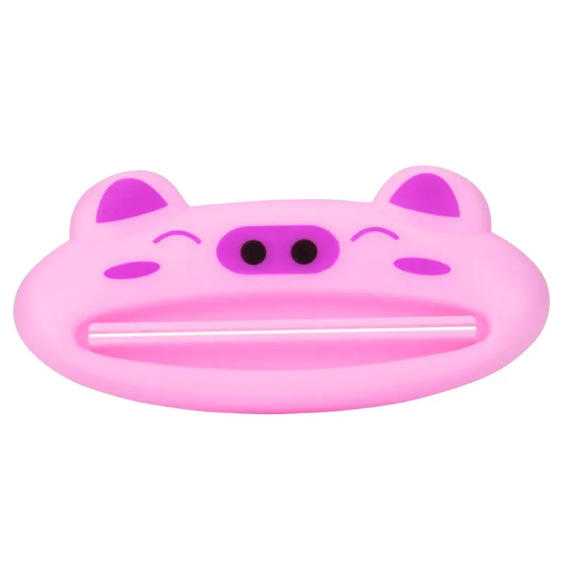 Pink ISHOWTIENDA 1PCS 9cm x 4 cm Cute Animal Bathroom Home Tube Rolling Holder Toothpaste Squeezer Easy Cartoon Toothpaste Dispenser - Цвет: Pink