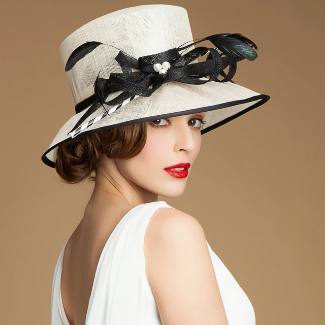 2015 Formal Vintage Sinamay hat luxury elegant summer chapeu linen