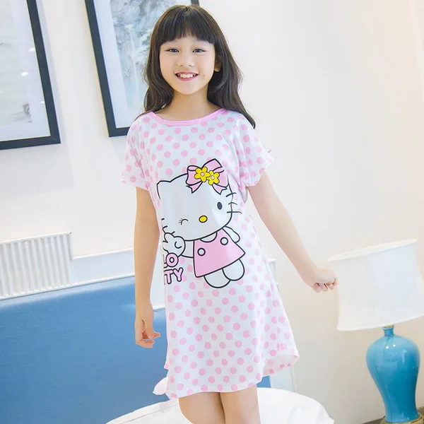 Дизайн, весенне-летняя хлопковая ночная рубашка с короткими рукавами для девочек, детский набор для сна «Принцессы» с принтом, для детей 2-12 лет, P14