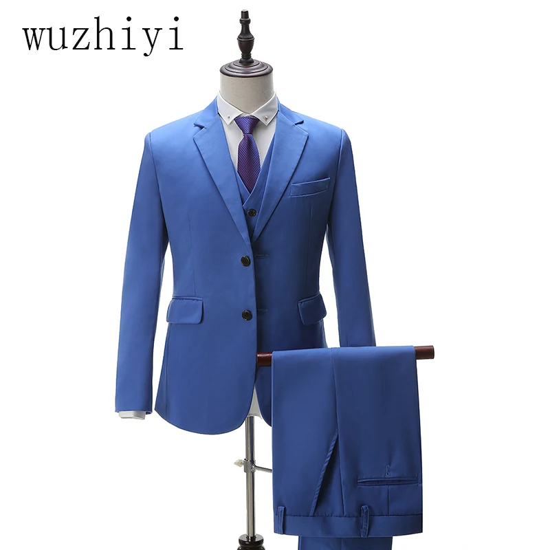 

wuzhiyi costume mariage homme wedding suits for men ternos masculino slim fit Custom made Suit men mens mandarin collar suit