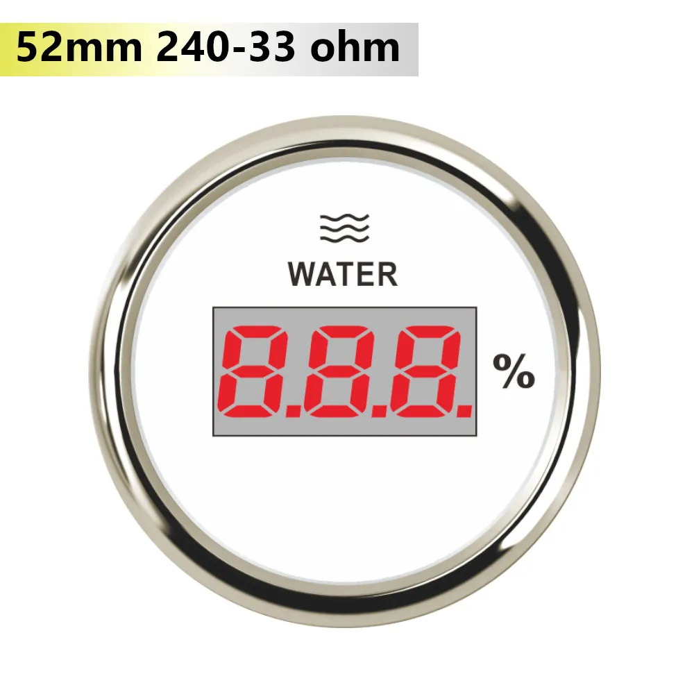 52 мм цифровые водостойкие измерители уровня воды 0-190ohm 240-33ohm для морской лодки яхты красная подсветка 12~ 24 В - Цвет: WS 240-33 ohms