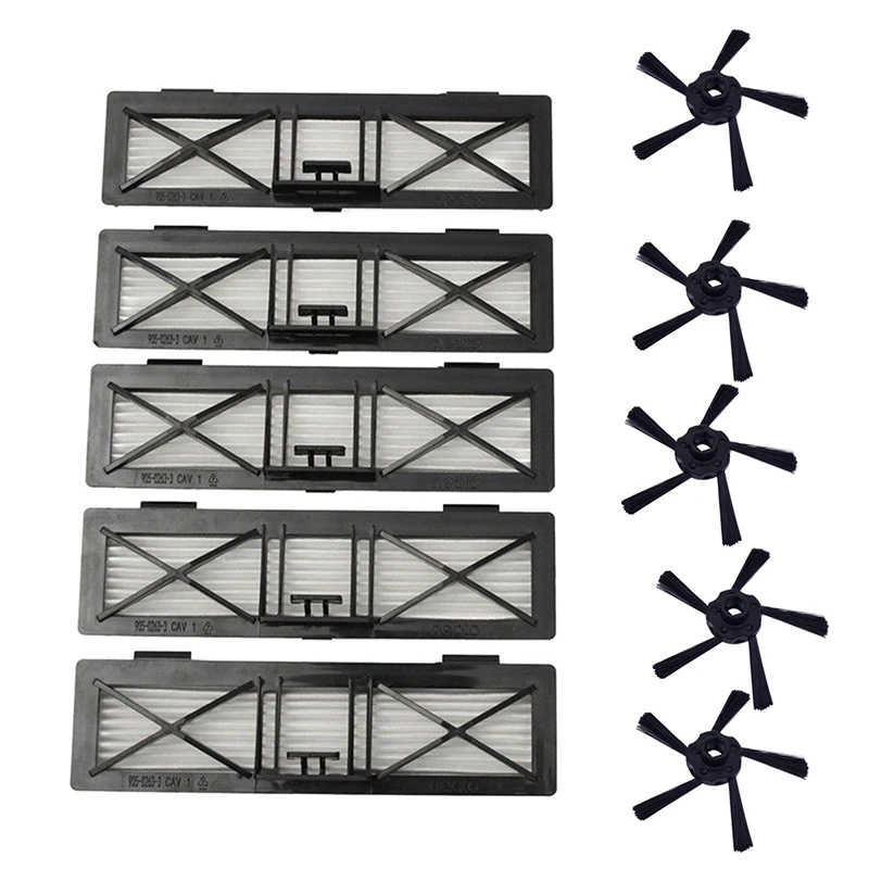 

New 5X Hepa Filter + 5X Side Brushes Replacement For Neato Botvac Connected D Series