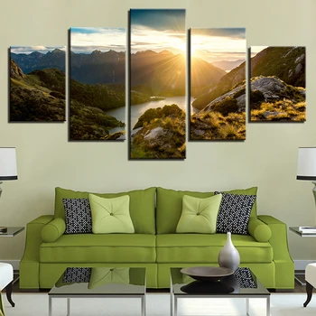 

Canvas Painting Picture 5 Panel Sunrise Modern Prints Photo For Living Room Mountain Landscape Modular Wall Art Home Decor