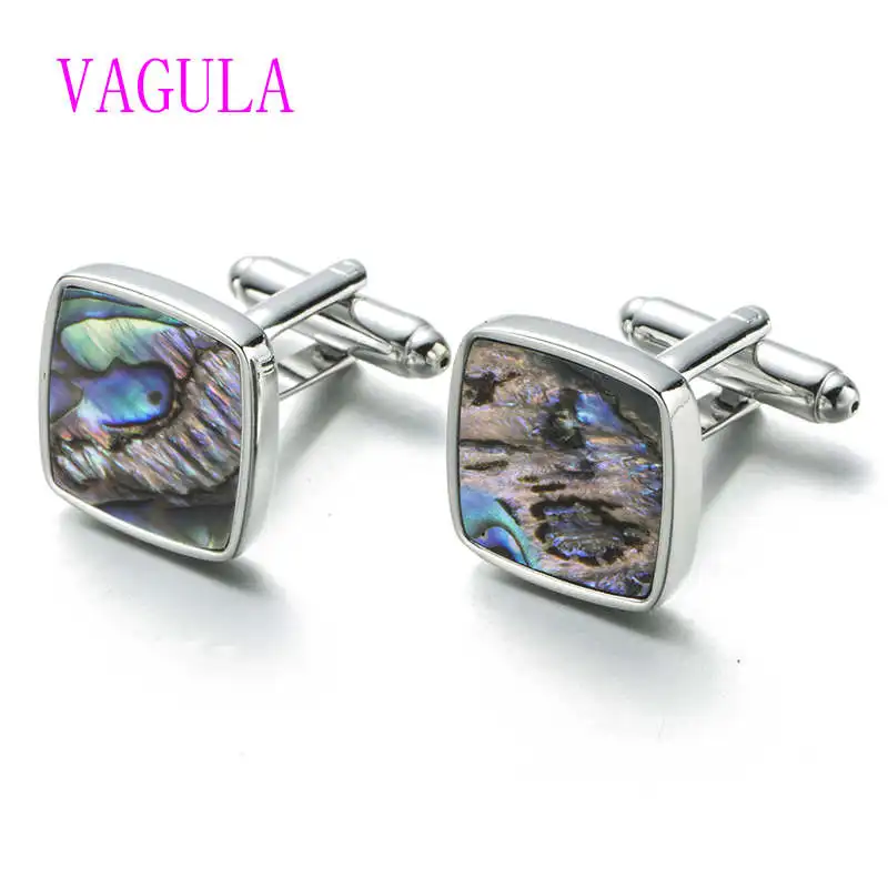 

VAGULA Quality Wedding Cufflinks Natural Abalone Mother Pearl Cuff links Lawyer Groom cufflings 390