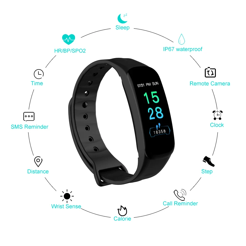 

Smart Band Waterproof Fitness Tracker VS TLWB1Smart Bracelet Blood Pressure Heart Rate Monitor