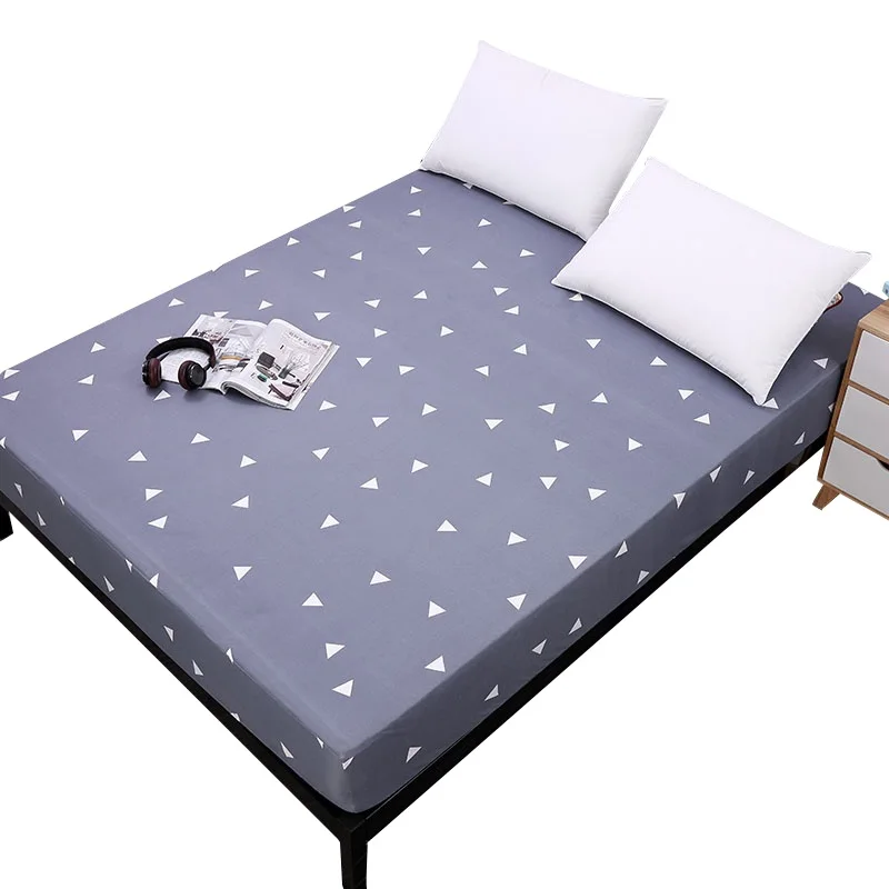 Simplicity Pure Pattern Printing Brushed Fitted Sheet Mattress Cover With Elastic Band Soft Bedding