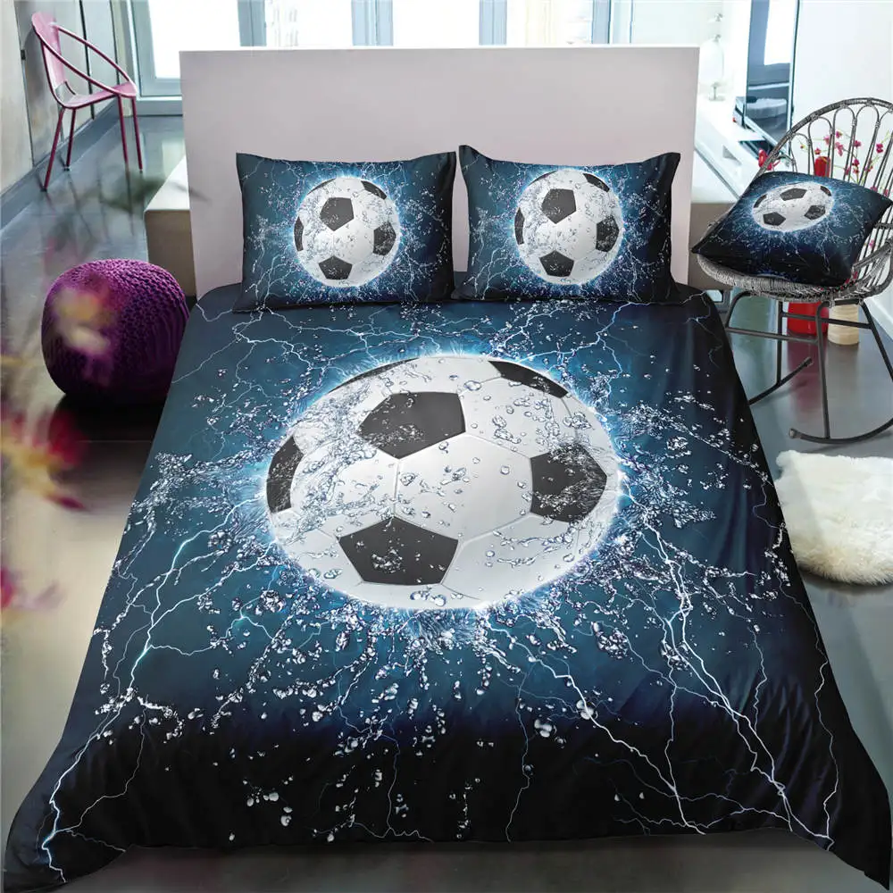 3D Foot Ball Soccer Sports Bedclothes Boys Quilt Comforter Cover Adults