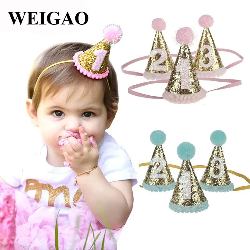 

WEIGAO 1pcs 1/2/3 Birthday Party Hats Headband Crown Princess Prince Crown Headdress Baby Shower Kids Birthday Party Decoration