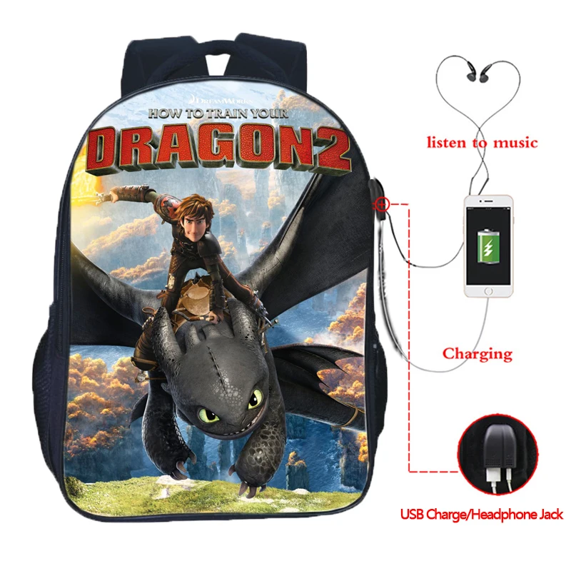 Как приручить рюкзак с принтом дракона мужской женский рюкзак для мальчиков и девочек USB модный рюкзак для ноутбука с зарядкой через usb красивый рюкзак - Цвет: 11