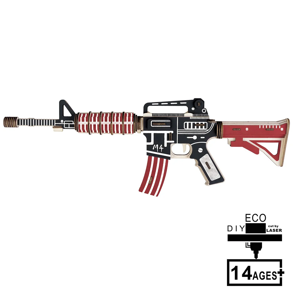 

ATOYX DIY M4 Assault Arms Toy Wood Handmade 3D Three-dimensional Puzzle piece Assembling Toy Puzzle Game Building Model Kit