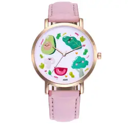 Элитный бренд Модные авокадо часы Для женщин Аналоговый Платье наручные часы дамы Quarzt часы Relogio Feminino 5N
