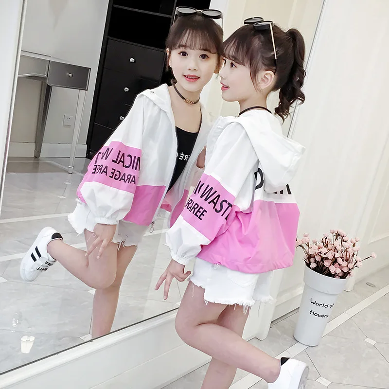 

Children's Windbreaker Spring Kids Girl Hooded Long Sleeve Summer Beach Holiday Jacket Baby Sunscreen Outerwear Coat Clothing