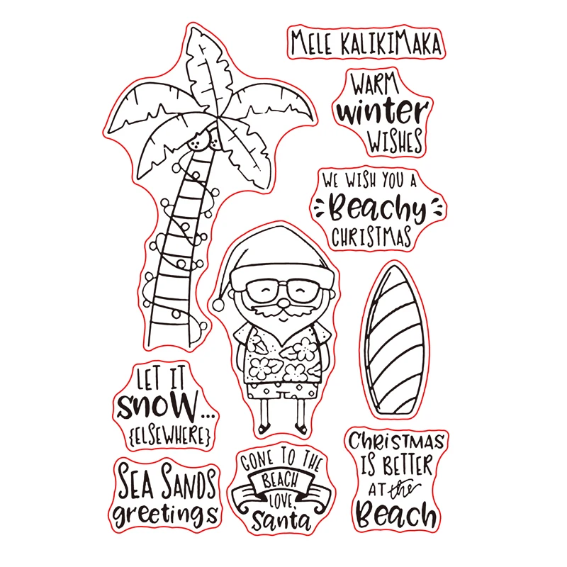Пляж Санта Клаус прозрачный чистый силикон штамп набор для DIY Скрапбукинг/фото открытки в альбом решений Рождество Декор ясно штамп