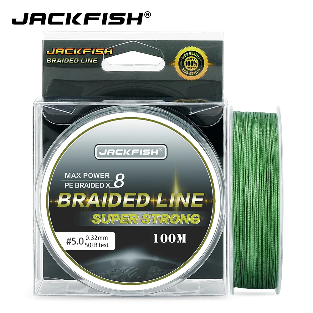 JACKFISH 100 m 8 حبلا صنارة صيد بولي ايثيلين مجدول 10-80LB المتعددة الشعيرات خيط صنارة الصيد s ل الكارب الصيد معالجة المياه المالحة الصيد