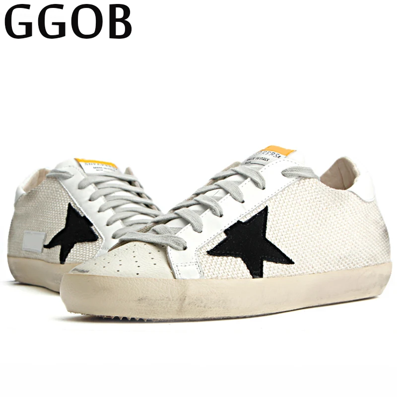 

GGOB 2018 New Flat shoes Canvas Walking Do old Dirty Vintage Genuine Leather Woman Brand Casual Shoes Cowhide Lace-up Canvas
