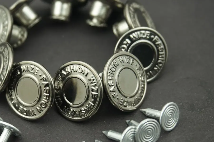 50PCS/Lot 17mm Metal suspender buttons & Pins For Leather Bag Denim