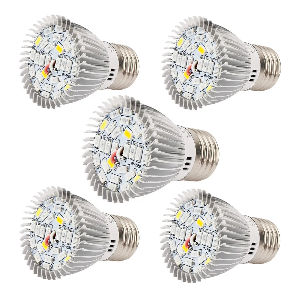 5PCS 18W 28W E27 E14 GU10 Led Grow Light Full Spectrum Red Blue UV IR