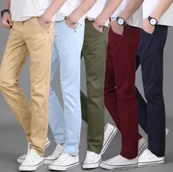 Новый Дизайн Весна Лето Повседневные мужские брюки хлопок тонкие брюки прямые брюки модные деловые однотонные хаки черные брюки мужские
