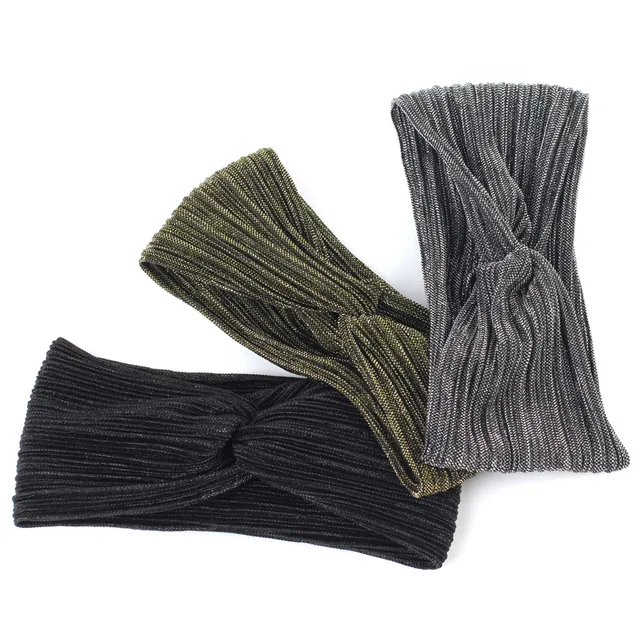 Geebro Women's Bronzing Color Folded Headband Summer Breathable Elastic Spa Headbands for Girls Mesh Hair Band Accessory DQ491 4
