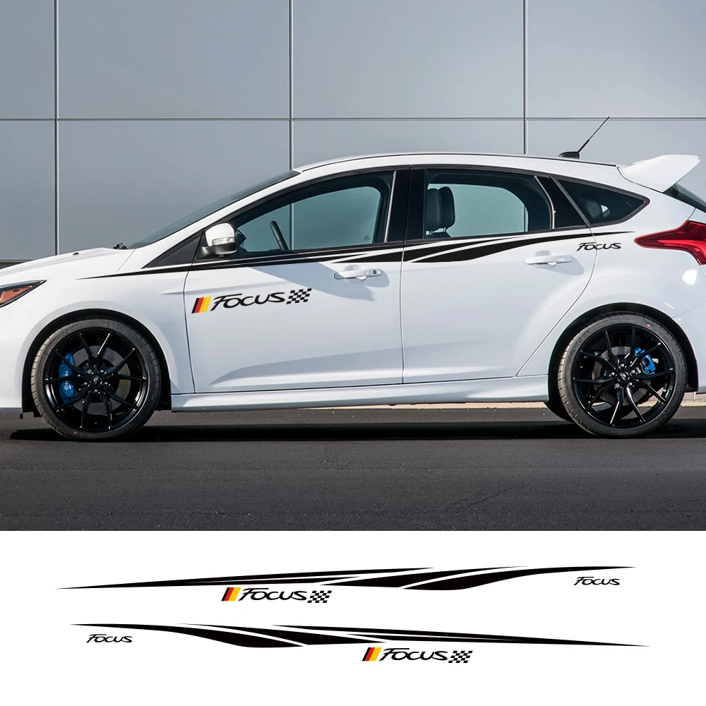 

2PCS/Lot Car Styling Stickers For Ford Focus 2 3 1 MK2 MK3 MK1 Auto Door Side Skirt Vinyl Decals Car Body Decoration Accessories