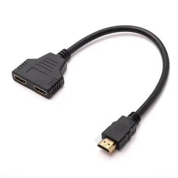 

hdmi 1to2 1 to 2 2in1 HDMI 1 Male To Dual HDMI 2 Female Y Splitter Cable Adapter HD LED LCD TV 100pcs/lot