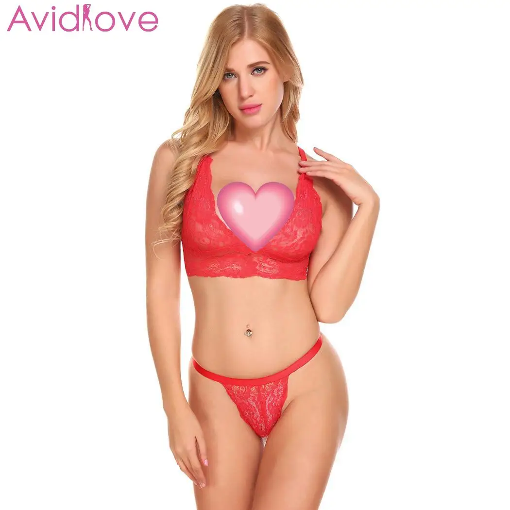 

Avidlove Women Thong Lace Suit Sheer Body Bodystocking Set Lingerie Bra Sexy Brief Lingerie and Unlined