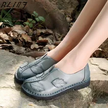 RLINF Мода г. Лоферы удобная женская обувь Повседневное Рабочая обувь для вождения Женские туфли-лодочки из натуральной кожи на плоской подошве плюс размер 12