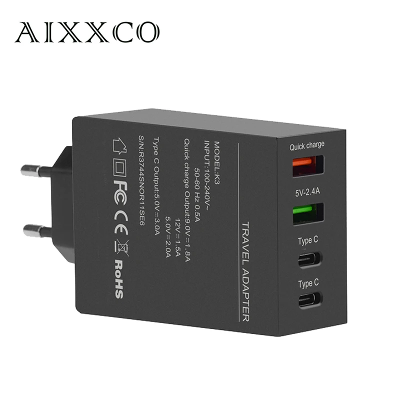 AIXXCO Fast QC3 0 Quick Charge 3 0 USB Smart Charger Adapter Desktop Charging Station with