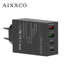 AIXXCO Fast QC3.0 Quick Charge 3.0 USB Smart Charger Adapter Desktop Charging Station with EU Plug and 4 Type C USB Ports 50W