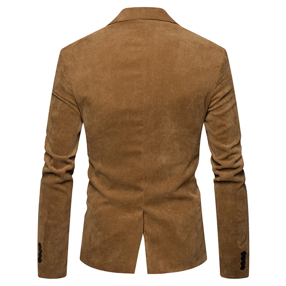 Мужская осенне-зимняя повседневная Вельветовая тонкая куртка с длинным рукавом, пиджак, Блейзер, Топ chaqueta americana hombre