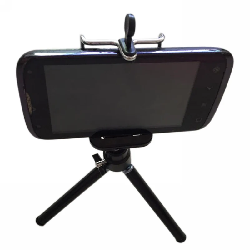 Universal Adjustable Clip Bracket Phone Holder Camera Tripod Mount Adapter Stretchable Rotating Selfie for Cell Phone Black