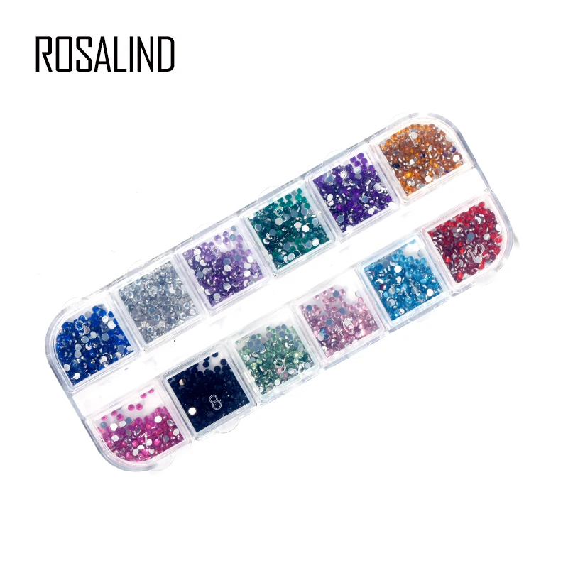 

ROSALIND 2MM 12 Colors Rhinestones Nail Decoration With Colorful Glitters For DIY Nail Art Beauty Decoration