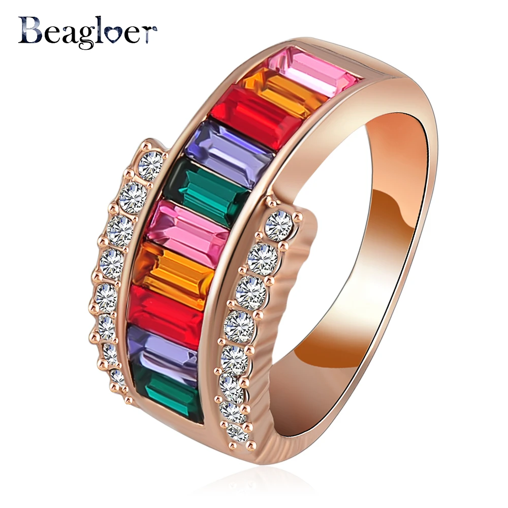 Beagloer Brand Rings Womens Rose Gold Color Fashion Ring Jewelry Made