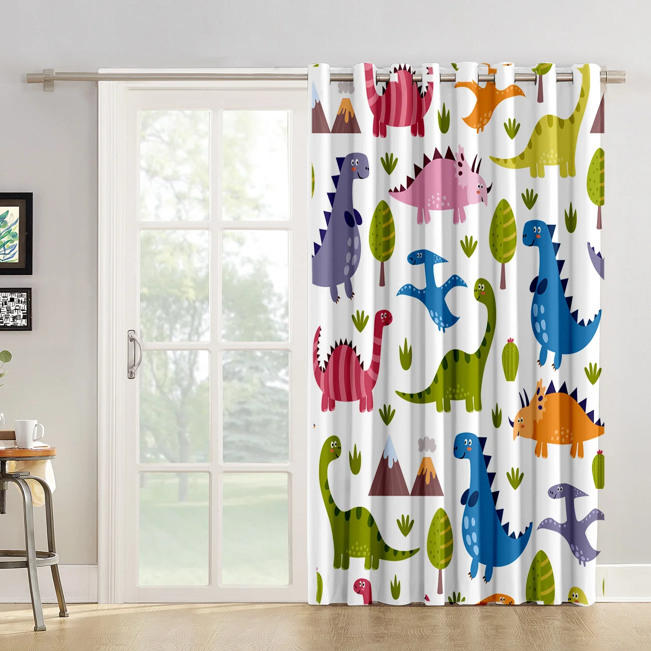 Lovely Dinosaur Patterns Room Curtains Large Window Curtain Lights