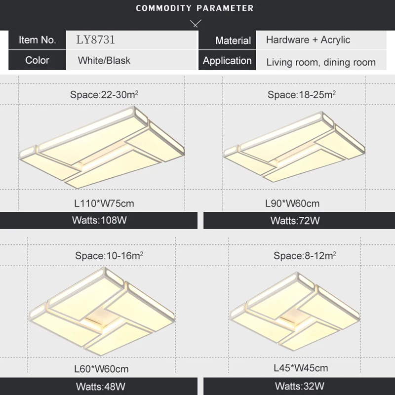 2017 AC85 ~ 265 V Blanco/Negro Lámpara de Techo Sala de estar Dormitorio Decoración accesorios de Iluminación Modernas Luces de Techo LED Lampara de techo