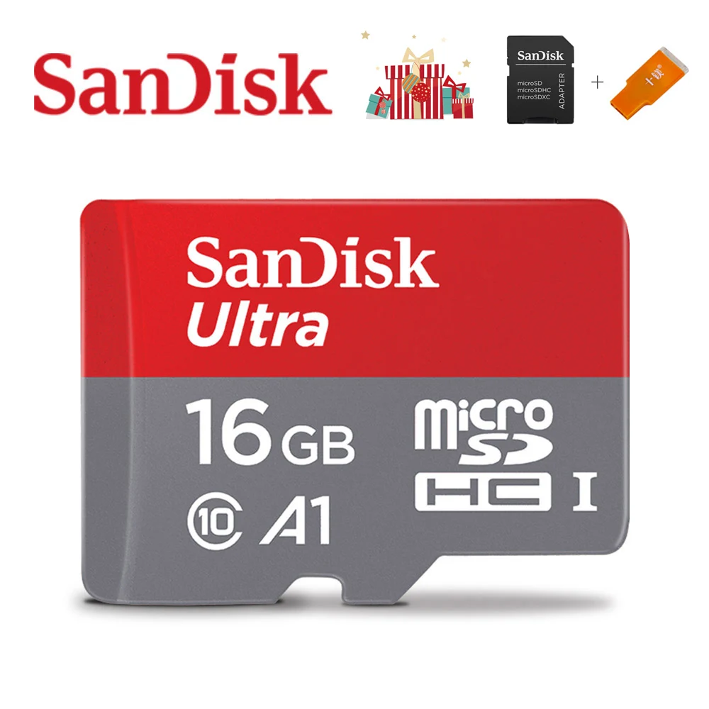 Флеш-накопитель SanDisk Memory Card A1 256 ГБ 200 ГБ 128 Гб 64 Гб U3 98 МБ/с. микро sd карты Class10 UHS-3 флеш-карта памяти Microsd TF/SD карты UHS-1 - Емкость: 16GB-Adpt-CR