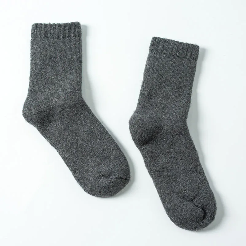 LKWDer 3 пары мужские шерстяные зимние носки супер толстые теплые однотонные черные шерстяные теплые мужские повседневные носки для сна мужские носки - Цвет: B grey