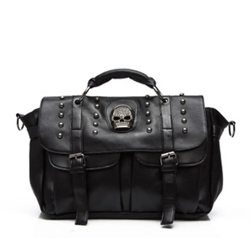Punk Style Skull Rivet Tote Bag PU Leather