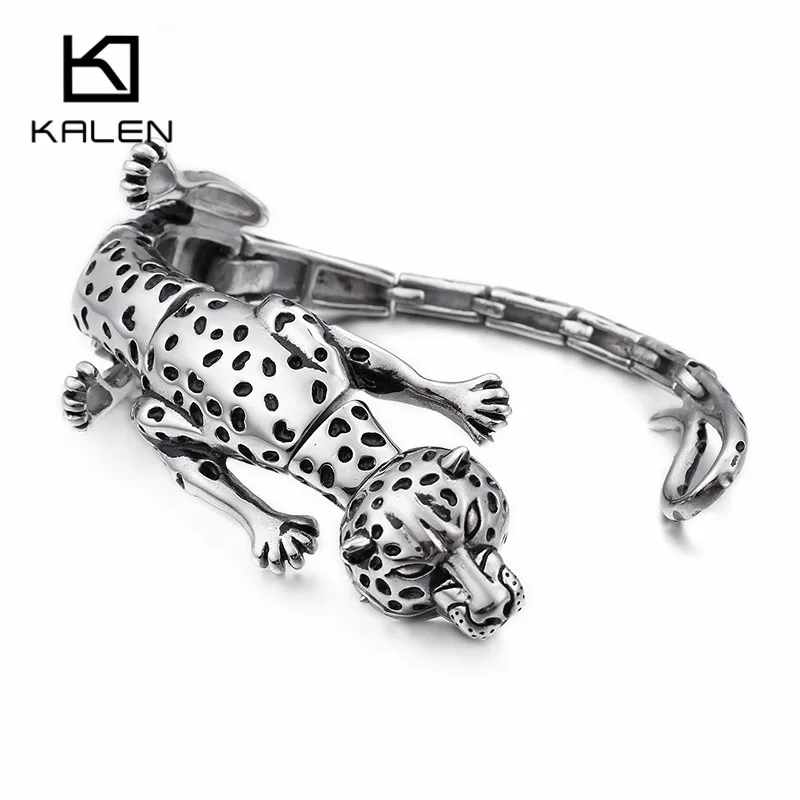 KALEN хип-хоп Тигр Леопард Ящерица браслет-Скорпион для мужчин Высокое качество нержавеющая сталь рок животное, амулет, браслет ювелирные изделия